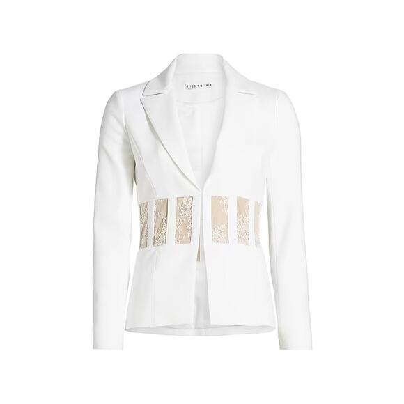 Alice + Olivia Alexia White Sheer Corset Fitted Jacket Blazer Size 4 - Picture 6 of 6